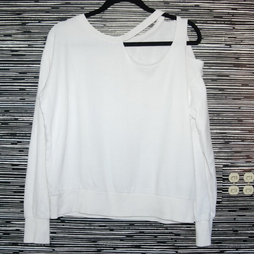 LPA Gator Ripped Cutouts Torn Shoulder Sweatshirt